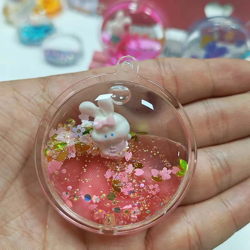 Convex Round Liquid Keychain
