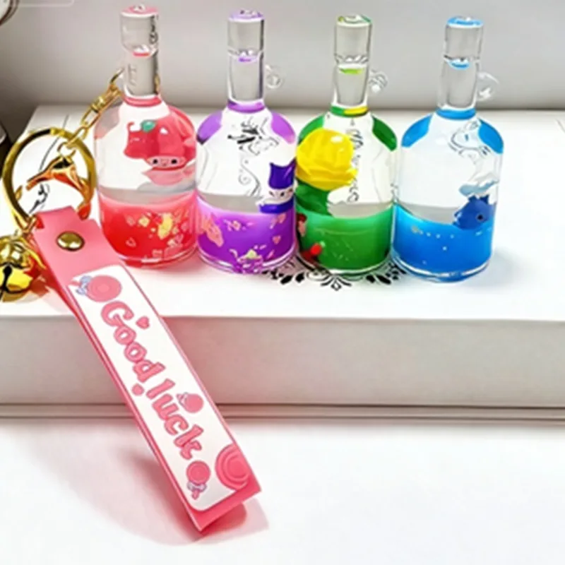 Red Wine Bottle Liquid Keychain